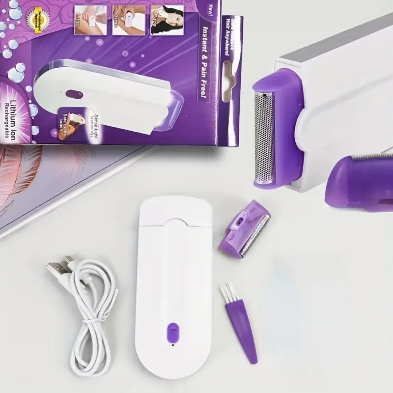 Mini appareil d'épilation électrique 2 en 1 Rasoir corporel féminin/masculin